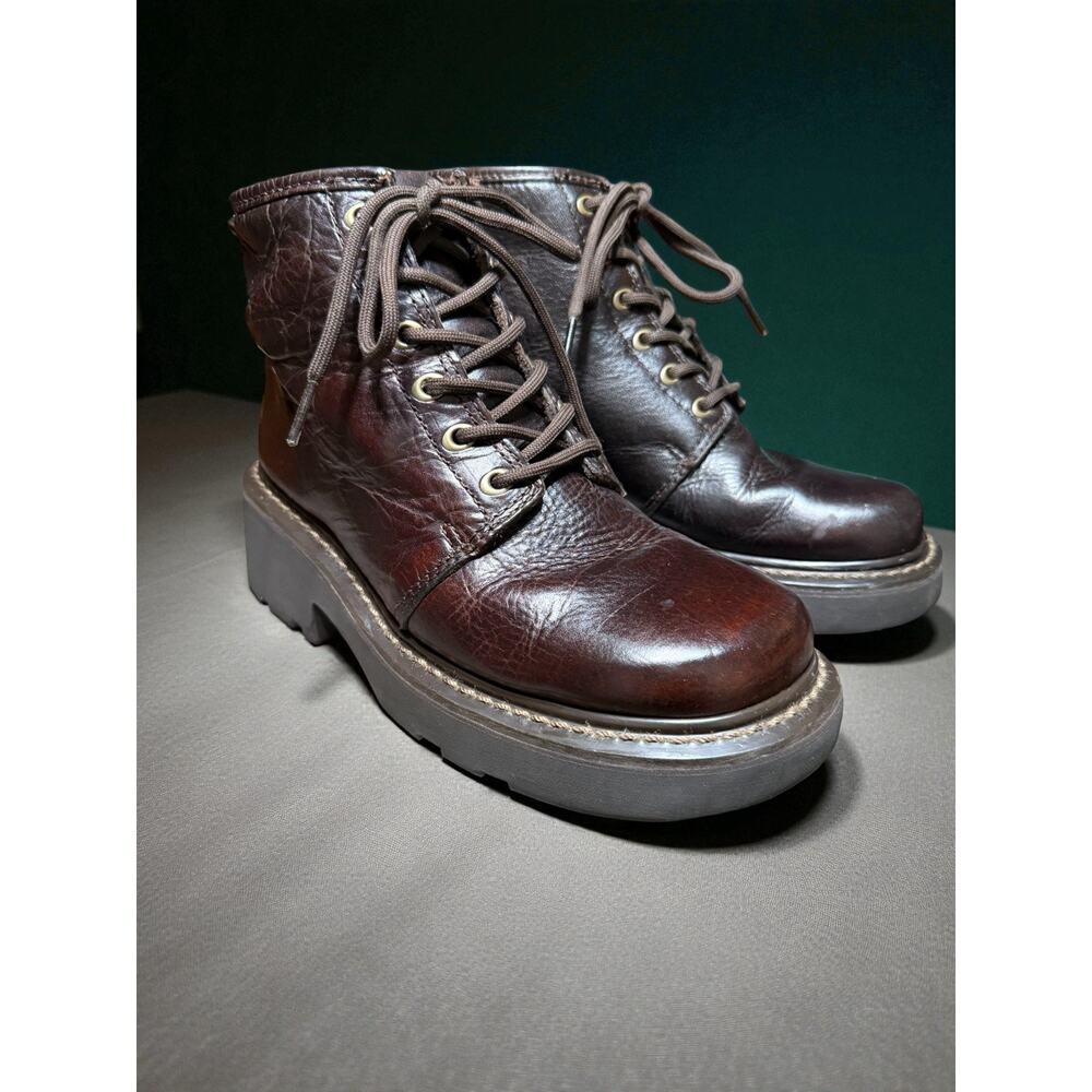 Vintage Y2K American Eagle Outfitters Brown Leather Platform Boots Women’s 7